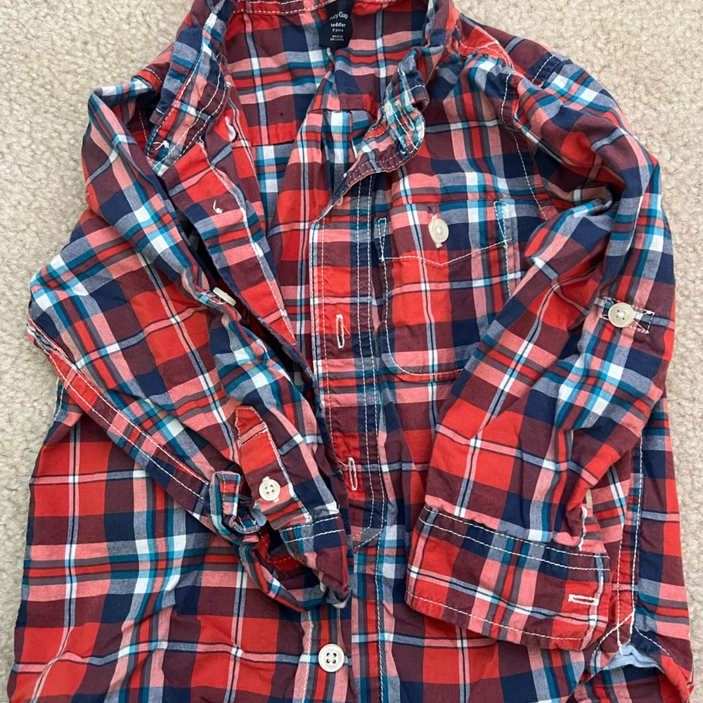 babyGap Red Navy Plaid Button-Up Shirt